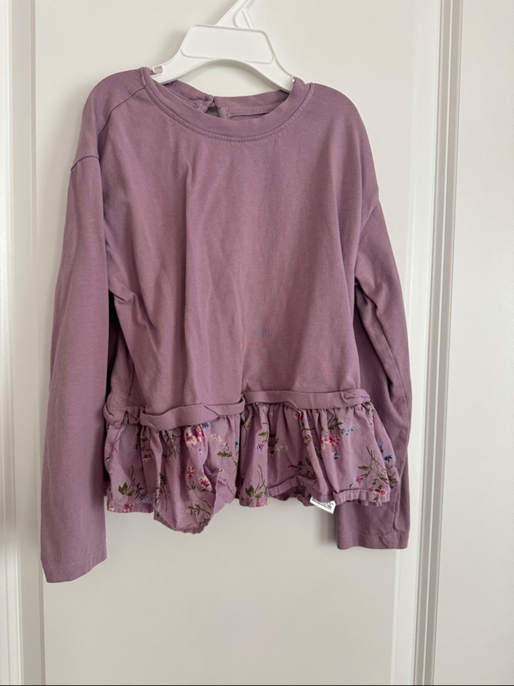GAP Girls Purple Mauve Floral Peplum Long Sleeve Top